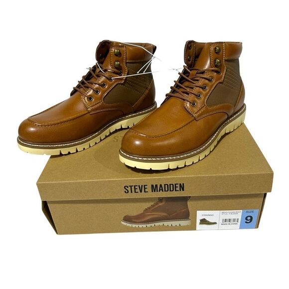 Steve Madden Men's Bleeker Boot Color Cognac Size 9 - Picture 12 of 15